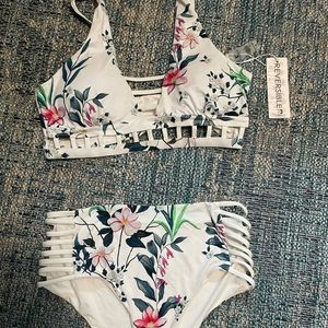 TiniBikini high waisted cut out detail swim suit